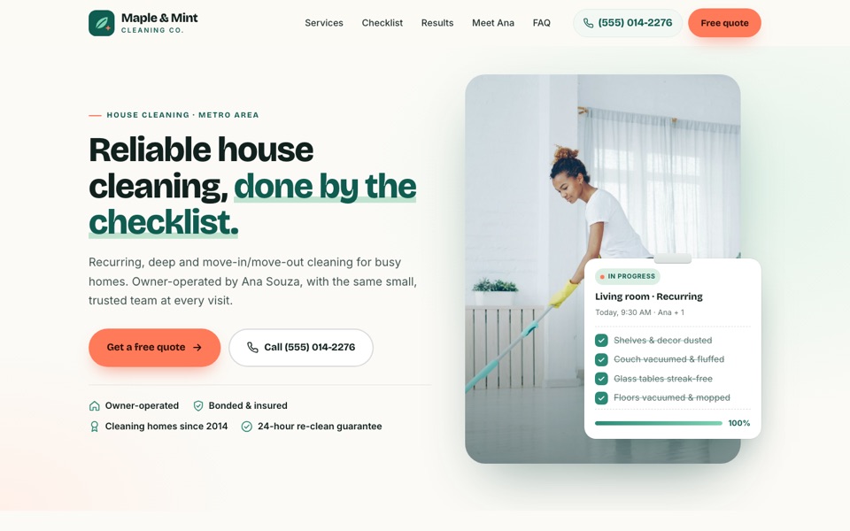 Site Maple & Mint Cleaning